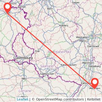 Pforzheim Lüttich Bahn Karte