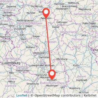 Paderborn Stuttgart Mitfahrgelegenheit Karte
