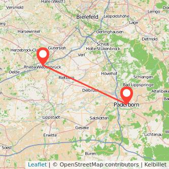 Paderborn Rheda-Wiedenbrück Mitfahrgelegenheit Karte