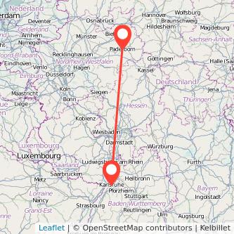Paderborn Karlsruhe Mitfahrgelegenheit Karte
