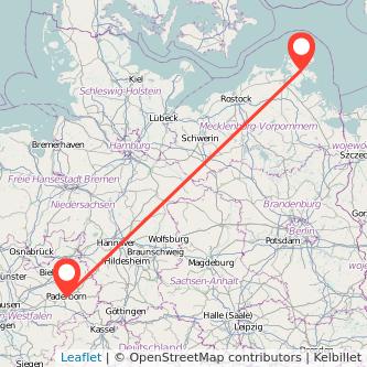 Paderborn Bergen auf Rügen Bahn Karte