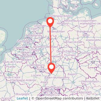 Oldenburg Karlsruhe Mitfahrgelegenheit Karte