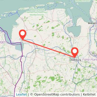 Oldenburg Emden Bahn Karte