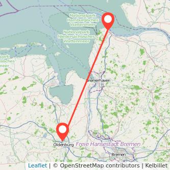 Oldenburg Cuxhaven Mitfahrgelegenheit Karte