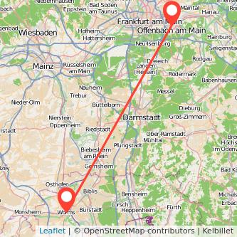 Offenbach Worms Bahn Karte