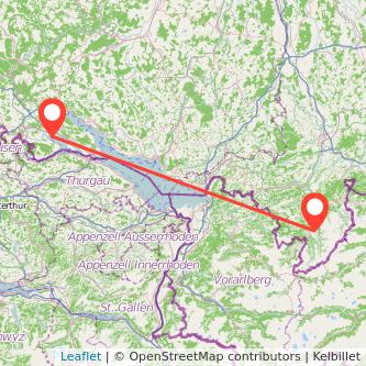 Oberstdorf Radolfzell am Bodensee Bahn Karte