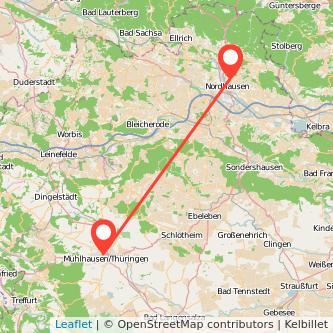 Nordhausen Mühlhausen Mitfahrgelegenheit Karte