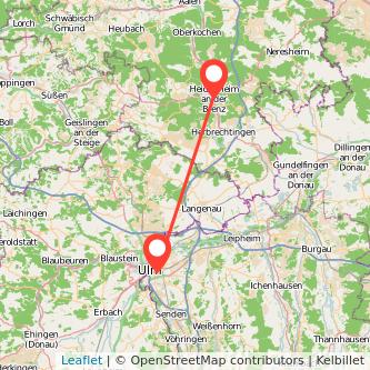 Neu-Ulm Heidenheim an der Brenz Mitfahrgelegenheit Karte