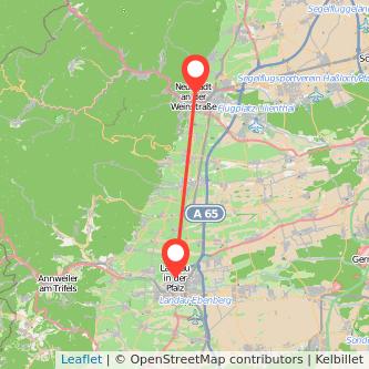Neustadt an der Weinstraße Landau in der Pfalz Mitfahrgelegenheit Karte