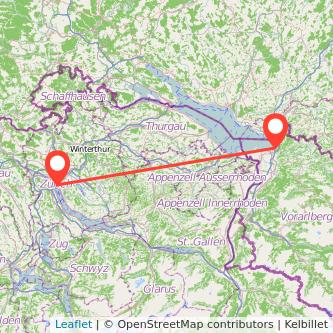 Bregenz Zürich Mitfahrgelegenheit Karte