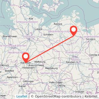 Neubrandenburg Hannover Mitfahrgelegenheit Karte