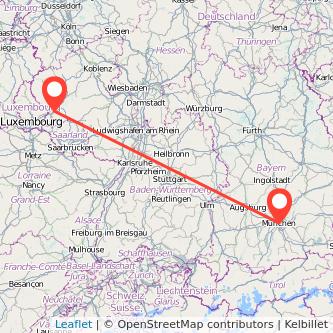 München Trier Mitfahrgelegenheit Karte