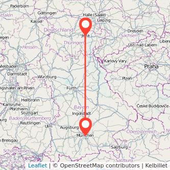 München Jena Mitfahrgelegenheit Karte