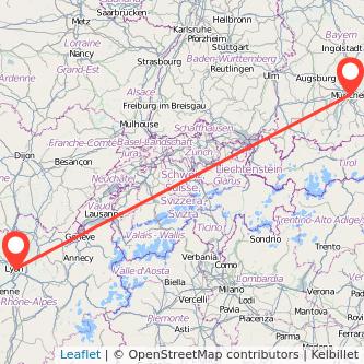 München Lyon Mitfahrgelegenheit Karte