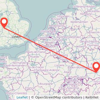 Munich Redditch train map