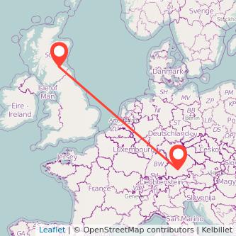 Munich Edinburgh train map