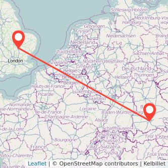 Munich Cambridge train map