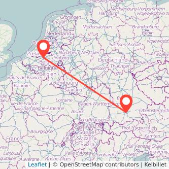 Munich Antwerp train map