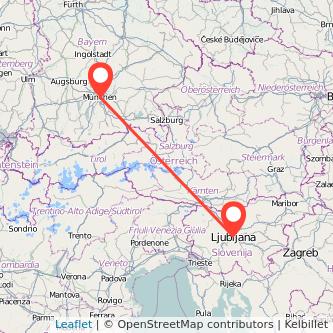 Munich Ljubljana train map