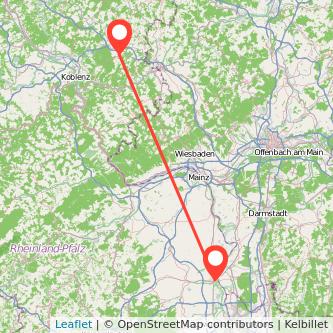 Montabaur Worms Bahn Karte