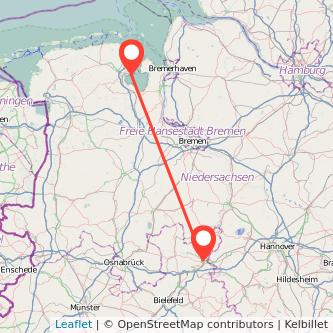 Minden Wilhelmshaven Mitfahrgelegenheit Karte