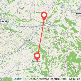 Minden Paderborn Bahn Karte