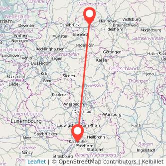 Minden Karlsruhe Mitfahrgelegenheit Karte