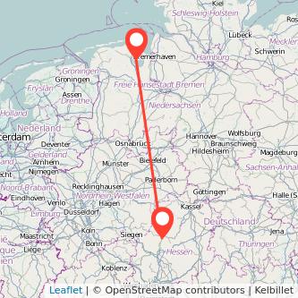 Marburg Wilhelmshaven Mitfahrgelegenheit Karte