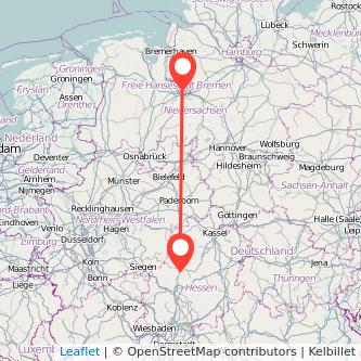 Marburg Bremen Mitfahrgelegenheit Karte