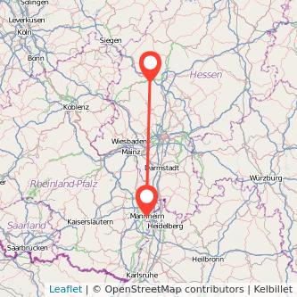Mannheim Wetzlar Mitfahrgelegenheit Karte