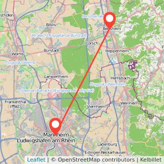 Mannheim Bensheim Mitfahrgelegenheit Karte
