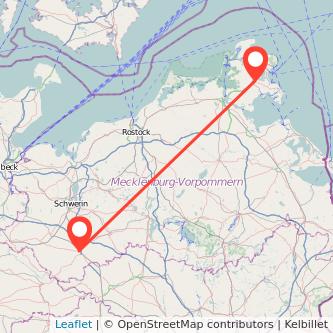 Ludwigslust Bergen auf Rügen Bahn Karte