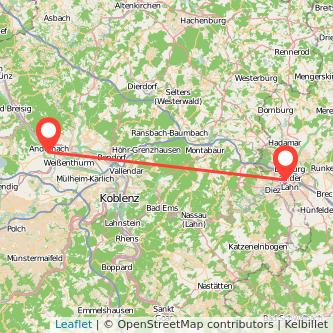 Limburg Andernach Bahn Karte