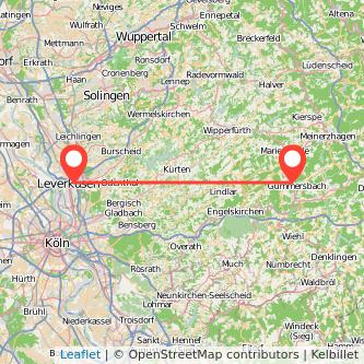 Leverkusen Gummersbach Mitfahrgelegenheit Karte