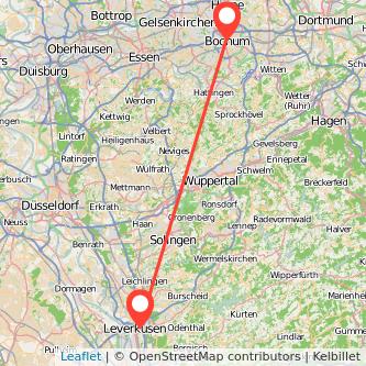 Leverkusen Bochum Mitfahrgelegenheit Karte