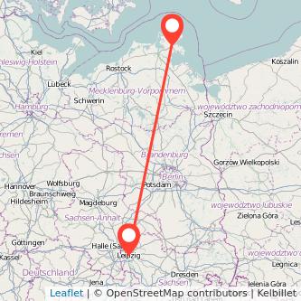 Leipzig Bergen auf Rügen Bahn Karte