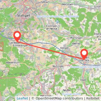 Leinfelden-Echterdingen Kirchheim unter Teck Mitfahrgelegenheit Karte