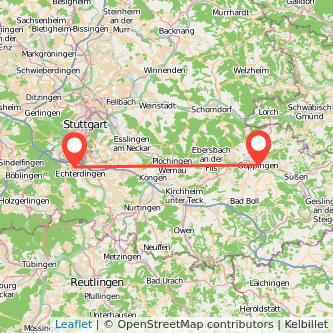 Leinfelden-Echterdingen Göppingen Mitfahrgelegenheit Karte