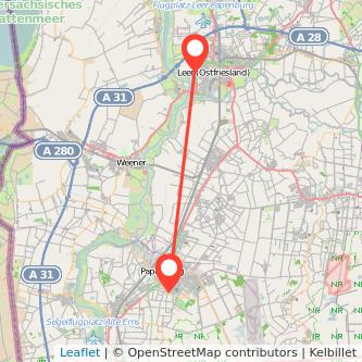 Leer Papenburg Mitfahrgelegenheit Karte