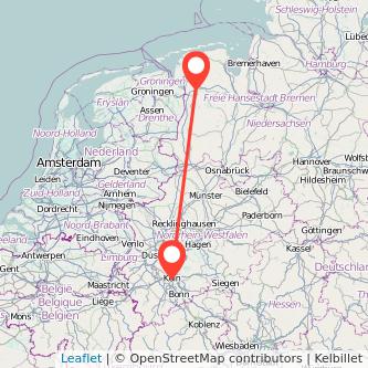 Leer Köln Mitfahrgelegenheit Karte