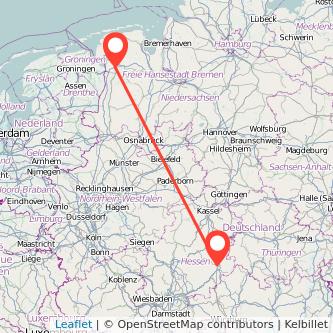 Leer Fulda Mitfahrgelegenheit Karte