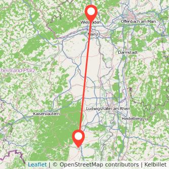 Landau in der Pfalz Wiesbaden Mitfahrgelegenheit Karte