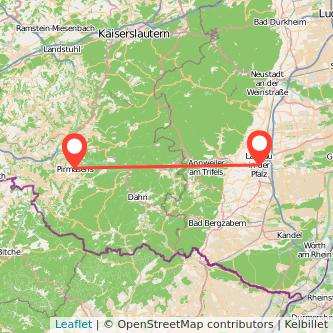 Landau in der Pfalz Pirmasens Mitfahrgelegenheit Karte