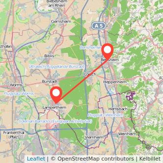 Lampertheim Bensheim Mitfahrgelegenheit Karte