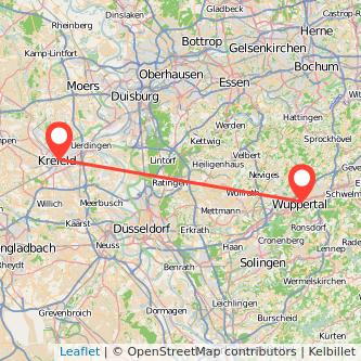 Krefeld Wuppertal Mitfahrgelegenheit Karte
