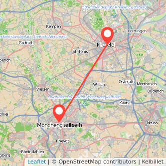 Krefeld Mönchengladbach Mitfahrgelegenheit Karte