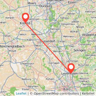 Krefeld Leverkusen Mitfahrgelegenheit Karte