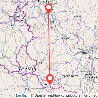 Köln Saarbrücken Mitfahrgelegenheit Karte