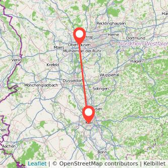 Köln Oberhausen Mitfahrgelegenheit Karte