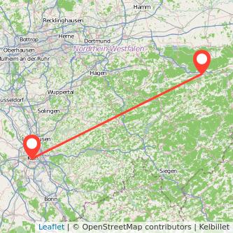 Köln Meschede Mitfahrgelegenheit Karte